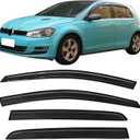 IKON MOTORSPORTS Window Visors Compatible with 2015-2019 Volkswagen Golf MK7, Dark Smoke Factory Style Acrylic Car Rain Sun Window Shade Guard Visor