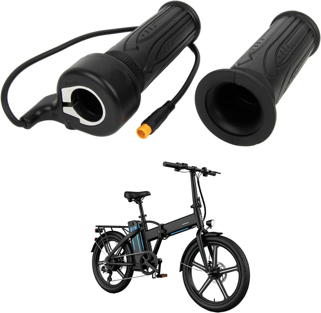 PSLER Full Twist Throttle Ebike, 12V-72V 3 Pin Full Twist Throttle for 22.2mm Handlebar Electric Bike Scooter Motorcycle with Waterproof Connector,20X