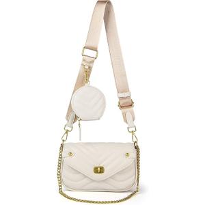 Small Crossbody Purses for Women Pu Leather Chain Quilted Handbag Designer Shoulder Bags Coin Cellphone Purse Set 2pcs
