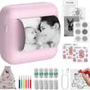 eSynic Mini Sticker Printer-1200mAh Rechargeable Battery-Bluetooth Portable Thermal Printer-Lnkless Printing- APP With 1000 Templates-5 Roll Adhesive & 5 Thermal Paper-6*Color Pens-for Notes/Photo etc