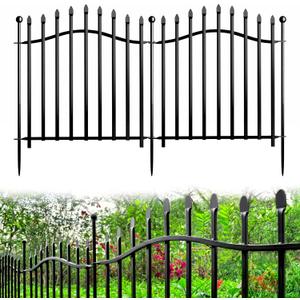 10 Panels No Dig Garden Fence - 24in H x 22.5ft L, Reinforced Square Tube Rustproof Metal Animal Barrier for Dogs & Rabbits, Outdoor Decorative Border Fencing for Yards & Gardens