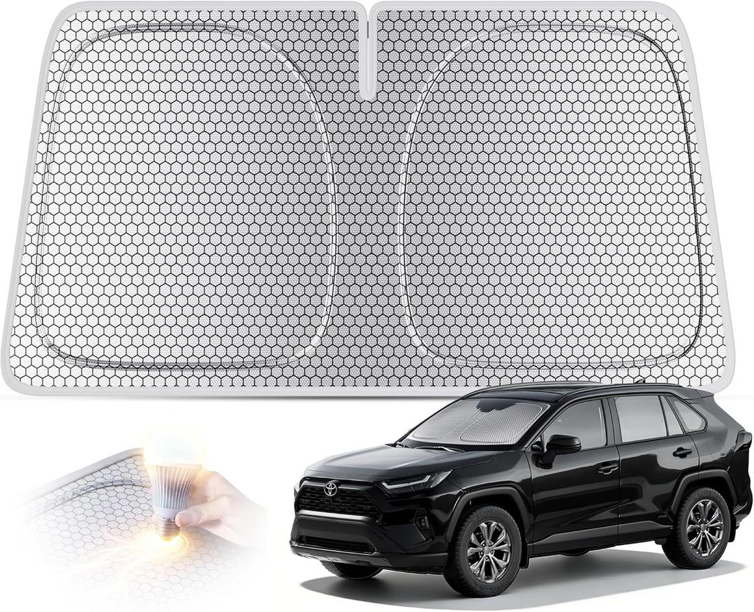 Helloleiboo Graphene Car Windshield Sun Shade 57" x 31" Foldable Car Sun Shade, Advanced Heat Absorption & UV Protection, Universal Fit for Cars, SUVs & Trucks