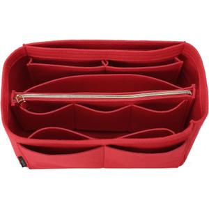OMYSTYLE Purse Organizer Insert, Felt Tote Bag Organizer Insert with 5 Sizes, Handbag Dividers for Inside Purse, Compatible with Longchamp, Neverful, Speedy and More (Slender Medium, Red)
