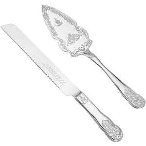 AW BRIDAL Silver Wedding Cake Knife And Server Set, Vintage Cake Cutting Set for Wedding, Personalized Cake Cutter Wedding Gift Bridal Shower Gift Anniversary Engagement Gift For Couple