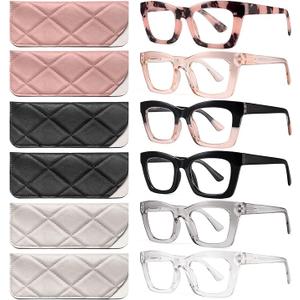 CCVOO 6 Pack Oprah Reading Glasses for Women, Eyeglasses, Blue Light Readers for Women, Computer Eye Glasses, Cheaters, +1.5
