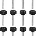 uxcell 12pcs Knurled Clamping Knobs M4 x 30mm Metric Zinc Plated Carbon Steel Male Thread Thumb Screw on Type 16mm Plastic Round Head Threaded Hand Bolt Stud Knobs Black