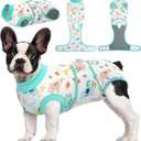 Kuoser Recovery Suit for Dogs Cats After Surgery, Professional Pet Recovery Shirt Dog Abdominal Wounds Bandages, Substitute E-Collar & Cone,Prevent Licking Dog Onesies Pet Surgery Recovery Suit (X-small (Back:8.3-11.4'', Weight:4-7 Lb), Animal)