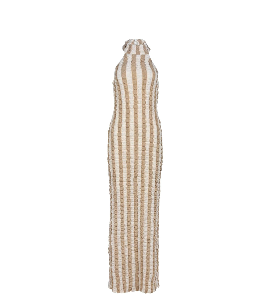 Womens Casual Sexy Halter Sleeveless Sundresses Bubble Textured Backless Prom Cocktail Maxi Dresses (Medium)