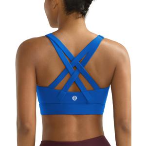 RUNNING GIRL Sports Bra for Women High Support,Molded Cup Strappy Running High Impact Sports Bras for Women (Small, Blue)
