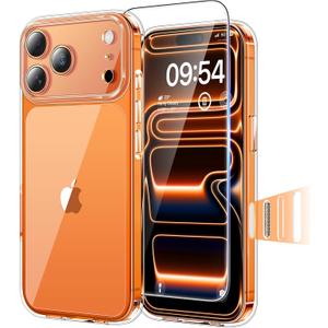 TAURI for iPhone 17 Pro Case, Camera Control Full Camera Protection, with Screen Protector, Military-Grade Protection Shockproof Phone Case for iPhone 17 Pro, Clear (B-Button Clear)