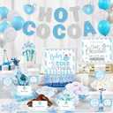 Hot Chocolate Bar Kit Hot Cocoa Bar Banner Baby It's Cold Outside Bar Sign Toppings Labels Cup Tags Stickers with 30pcs Snowflake Balloon for Christmas Winter Birthday Baby Shower New Year Party Decor