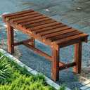 35.5" Outdoor Garden Bench, Weatherproof Patio Benches 2-Person Seat Backless Wooden Porch Bench, Multifunctional Slat All Weather Bench for Garden Lawn Porch Park Backyard (Carbonized Brown)