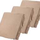 uxcell 3 Pcs Couch Cushion Cover, 20"x20" Polyester Stretch Sofa Cushion Cover Magic Sofa Covers Washable, Non-Slip Covers with Elastic Bottom for Sofa Seat for Home, Light Brown