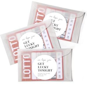 AmazingSpark 120 Sets Wedding Lottery Ticket Envelopes with Stickers 4.25x2.5'' Mini Lotto Ticket Holders We Hope You Get Lucky Tonight Stickers for Bachelorette Bridal Party Favors