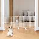 YORWHIN Short Puppy Gate - 17 Inch Height Dog Gate, Metal Free Standing Pet Gates, Expands Up to 48 Inches for Indoor/Outdoor, Step Over Pet Fence for Small Dogs