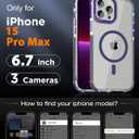 DEERLAMN Strong Magnetic Case for iPhone 15 Pro Max 6.7-Inch,[Compatible with Magsafe][Military Grade Drop Protection] Clear Slim Shockproof Protective Phone Cover-Transparent+Purple