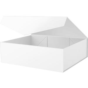 PACKHOME 17x14.5x5.5 Inches, Extra Large Gift Box with Lid, Magnetic Closure Box for Clothes and Large Gifts (Matte White with Grain Texture)