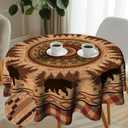 Imiss Black Bear Circle Table Cloth - Forest Woodland Wildlife Resistant Washable Tablecloth 60 Inch Farmhouse Country Style Tablecover for Outdoor Camping Dining