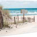 Coastal Canvas Wall Art Picture: Beach Scene Ocean Artwork Decor Seascape Seashore Landscape Painting Sea Seaside Wave Print for Living Room Home Office 36 x 24 Inch