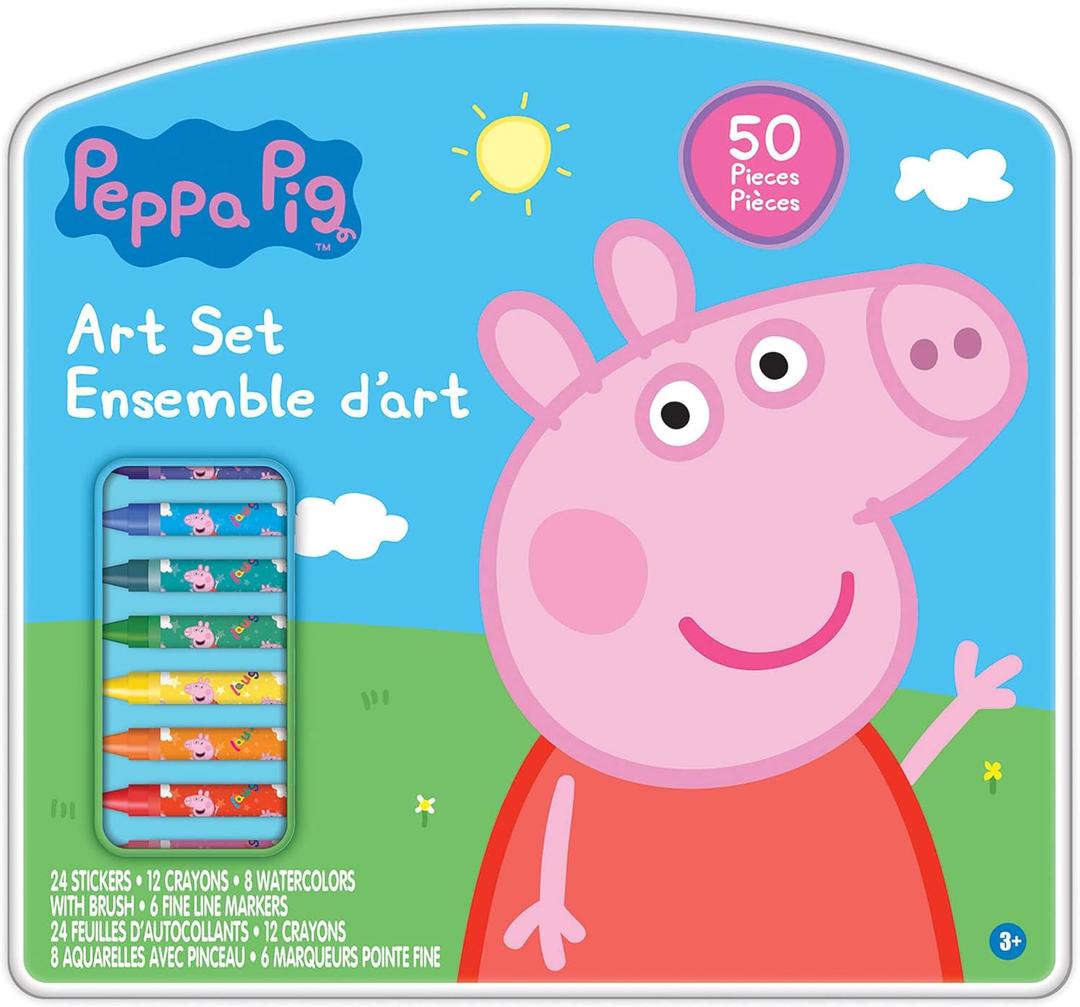 Leap Year Peppa Art Case for Kids, Travel Art Set, Gift for Kids Ages 3+, Includes Markers, Crayons, Stickers, and Watercolors