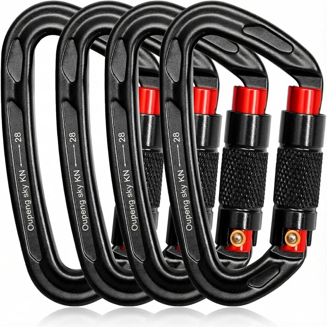 Oupeng sky Auto Locking Carabiner Clips - 28KN (6172lbs) Heavy Duty Caribeaners, Large Carabiner Clip for KeychainsHammockCamping, Gym, Hiking, Outdoor Dog Leash