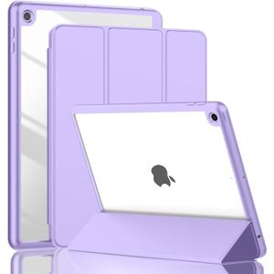 ToaPoia iPad 9th Generation Case 2021/iPad 8th Generation Case 2020 10.2 Inch with Pencil Holder, iPad 7th Gen 2019 Case with Clear Transparent Back, Auto Wake/Sleep Cover(Clove Purple)