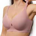 Women No Underwire Wave Bras Seamless Full Coverage Push Up Wireless Bra Supportive Bralettes Comfortable Lift Everyday Bras (Small, Peachpink)
