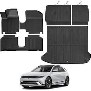 All Weather Floor Mats for 2025 Hyundai Ioniq 5 Movable Console (Limited Models) Floor Mats & Trunk Mat & Backrest Mats for Hyundai Ioniq 5 Accessories Guard Anti-Slip Floor Liner