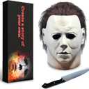 Halloween Mask for Adult With Classic Knife Realistic Horror mask Scary Halloween Cosplay mask(A)