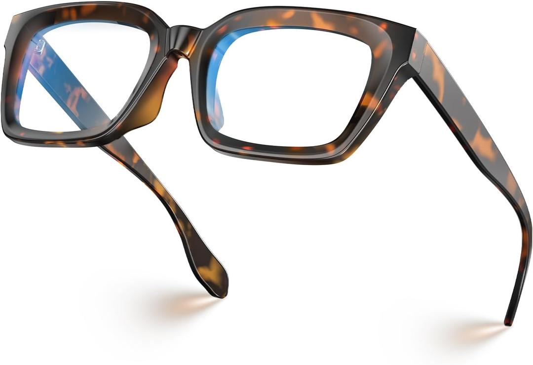 VISOONE Chunky Square Blue Light Blocking Glasses with Anti Computer Glare for Working Women Men MONTANA (Coco Tortoise)