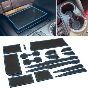 for Toyota Camry Accessories 2018-2024, Custom Cup Holder Insert, Center Console Liner Organizer Door Pocket Mats Pad (Blue Trim) - 16 Pcs Set