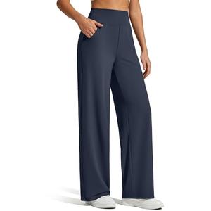 G4Free Wide Leg Pants for Women Stretchy Comfy Loose Yoga Pants High Waist Loose Casual Sweatpants Winter(Dark Blue,S,Petite)