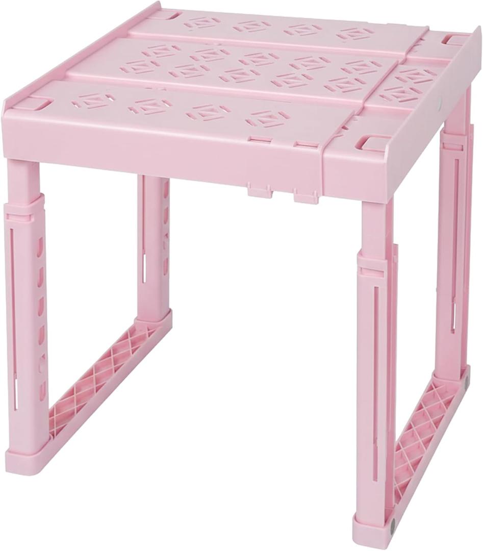 Locker Organizer Shelf Adjustable Width and Height, Ideal Locker for School, Office, and Gym Lockers (Pink)