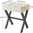 IBUYKE Square Makeup Stool with X-Leg Foot Rest, Linen Footrest, Ottoman Seat, Multi-Use as Small Side Table, for Bedroom, Living Room, Linen LG-70Y, 17.72"-Linen