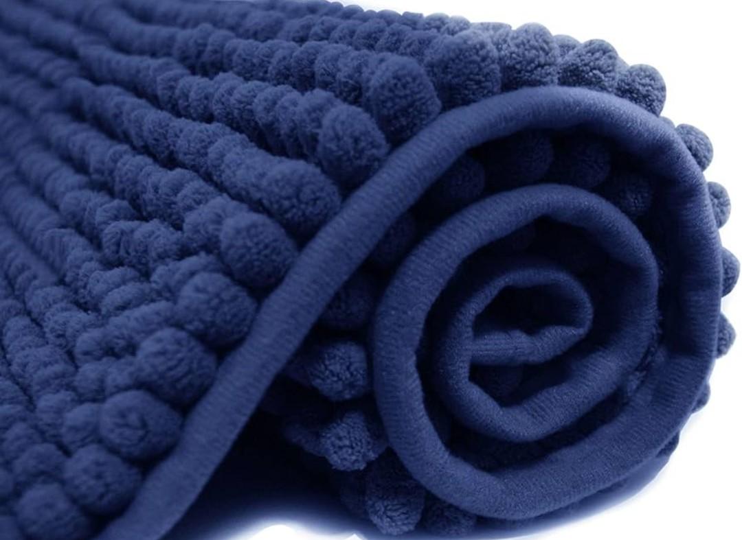 Bathroom Rug Non Slip, Super Absorbent Bathroom Runner, Extra Soft Bath Mat and Quick Dry Chenille Bath Rugs Carpet for Tub, Shower, Bath Room, Bedroom, Kitchen, Sink (16x47, Blue)