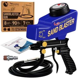 LE LEMATEC Light-Duty Sandblaster Gun Kit, Requires Air Compressor (Not Included), Hobby Sand Blaster for Small Projects, Metal & Wood Surface Prep, AS118-2C