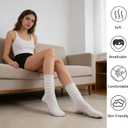 Pilates Socks for Women Non Slip Grip Slouch Scrunch Yoga Barre Socks Hospital Home Workout Studio Training (White)