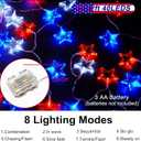 Dirnun 4th of July Decorations Red White and Blue Lights with 40 Led Big Stars, 4th of July Lights for Indoor Outdoor Home Garden Golf Cart Patriotic Theme Memorial Independence Day Decorations