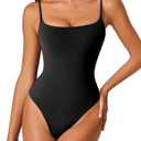 Avidlove Tank Top Bodysuit for Women Square Neck Double Lined Body Suits One Piece Thong Basic Summer Cami Tops (X-Small, Black)