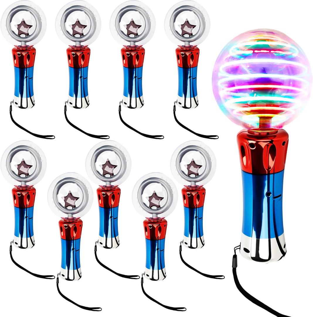 10 Pcs Light Up Ball Wand Flashing LED Ball Wand Spinning Light Magic Wand Toy for Kids Toddlers Colorful Classroom Prizes Party Favor Birthday Gift