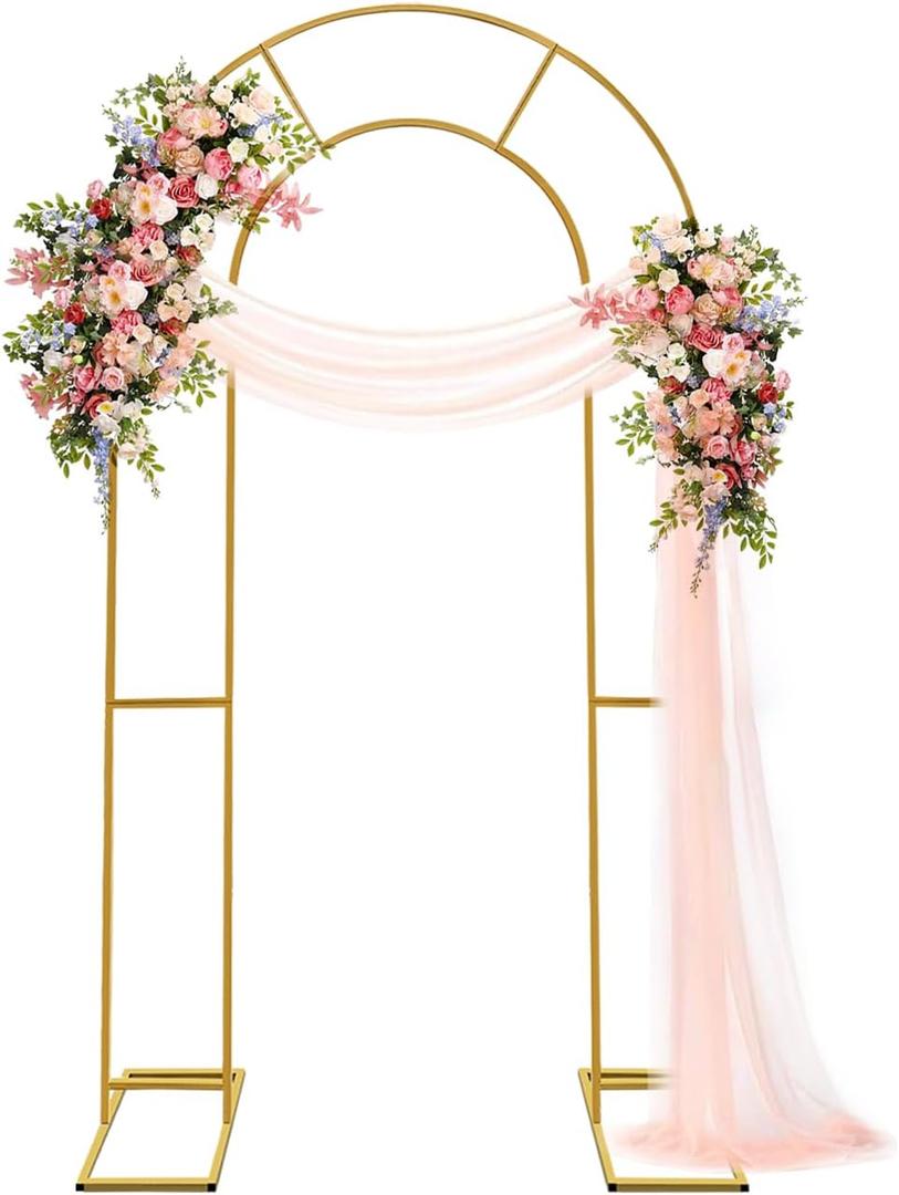 Double Arch Backdrop Stand Metal Open Arch Backdrop Frame U Shaped Wedding Arches for Ceremony Baby Shower Garden Birthday Party Decoration (Gold, 6FT×2.6FT)
