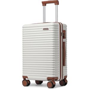 20-Inch Carry on Luggage,Carry-on Suitcase with Spinner Wheels and TSA Lock, 22x14x9 Airline Approved,Hardside Lightweight Travel Carry-on Luggage,Small Rolling Luggage (Beige, 20 Inch) (Begie)