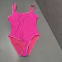 Leoparts Women's Retro Scoop Neck One Piece Swimsuits 80s/90s High Cut Low Back Bathing Suits Swimwear Hot Pink, Small