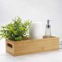 Toilet Tank Paper Basket for Back of Tank Top, Bamboo Bathroom Storage for Organizing (15 x 6 x 4 inch)