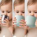 Bakpoco 2-IN-1 Open Toddler Cups, Stainless Steel Baby Cup + Silicone Training Cup for Toddlers Kids Babys, No Plastic | No Soap Smell | Shock-Proof Feeding Essentials, 2-Pack Blue/Sage