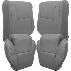 SecosAutoparts Graphite Gray Leather Driver & Passenger Side Bottom & Top Replacement Seat Covers Compatible with Toyota Tundra 2007 2008 2009 2010 2011 2012 2013