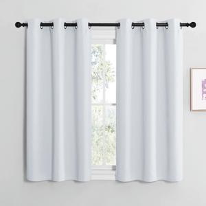 NICETOWN Blackout Curtain Panels for Bedroom, Greyish White, 2 Panels, W34 x L36-inch, Thermal Insulated Grommet Top Blackout Draperies and Drapes for Basement