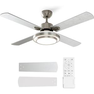 warmiplanet Ceiling Fan with Lights Remote Control, 52 Inch, Brushed Nickel Motor (4-Blades)