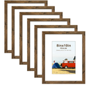 PEALSN 8x10 Picture Frame Set of 6, Display Pictures 5x7 with Mat or 8x10 without Mat for Wall Mounting or Table Top Display, Photo Frames Collage for Wall Decor, Rustic Brown
