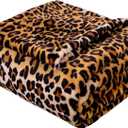 Vessia Leopard Throw Blanket for Couch, Bed, Sofa, Soft Cozy Yellow Cheetah Blanket for All Season Decor, Lightweight and Comfy Flannel Fleece Animal Throw for Kids Women Adults (50x40 inch)
